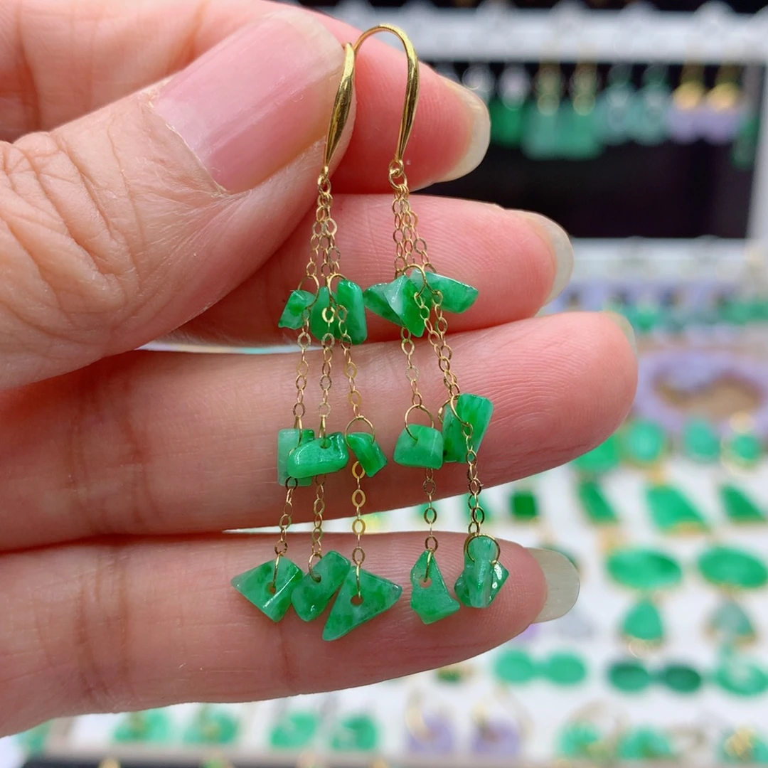 翡翠18K金镶嵌耳饰