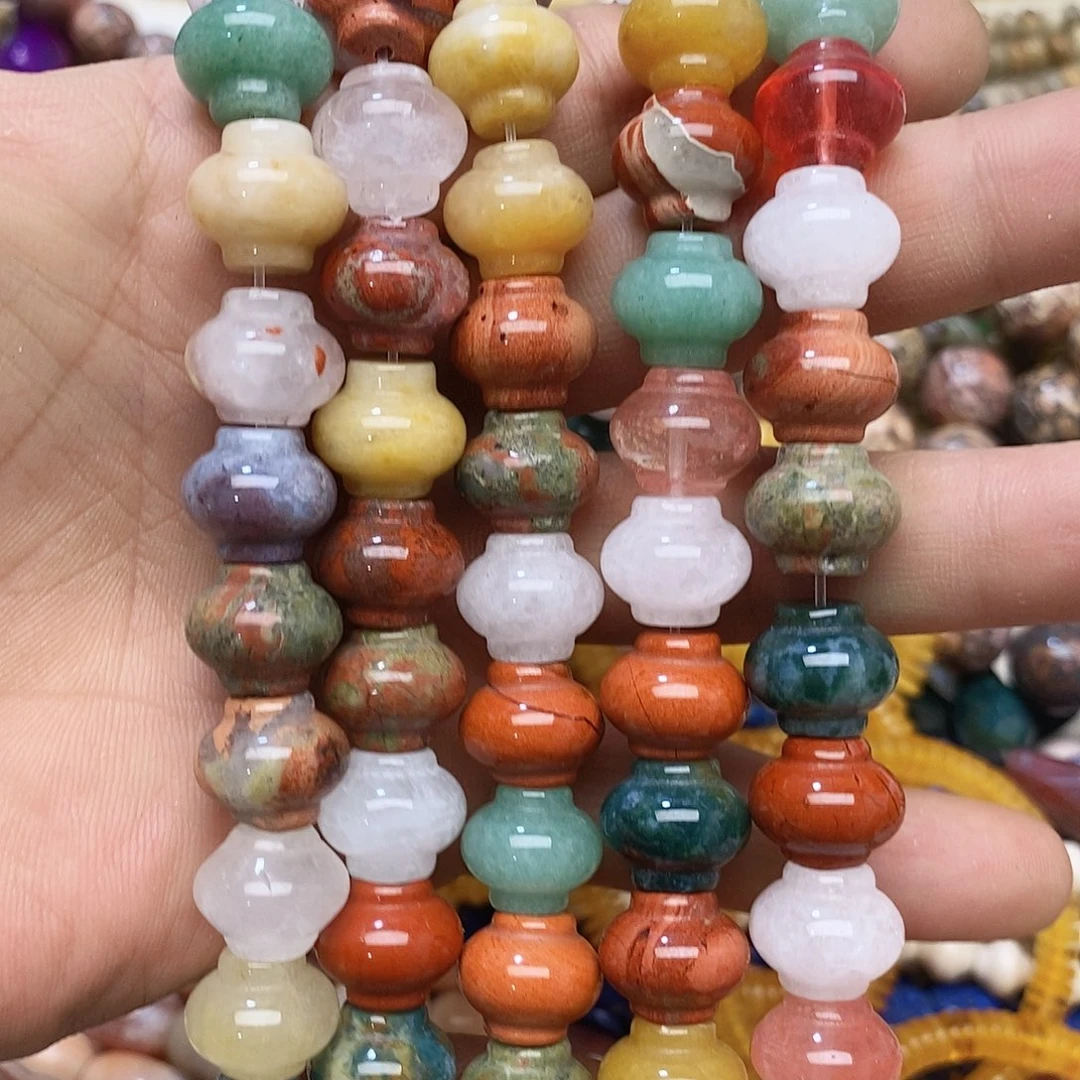 玛瑙/玉髓未镶嵌珠宝半成品多宝灯笼珠一条装