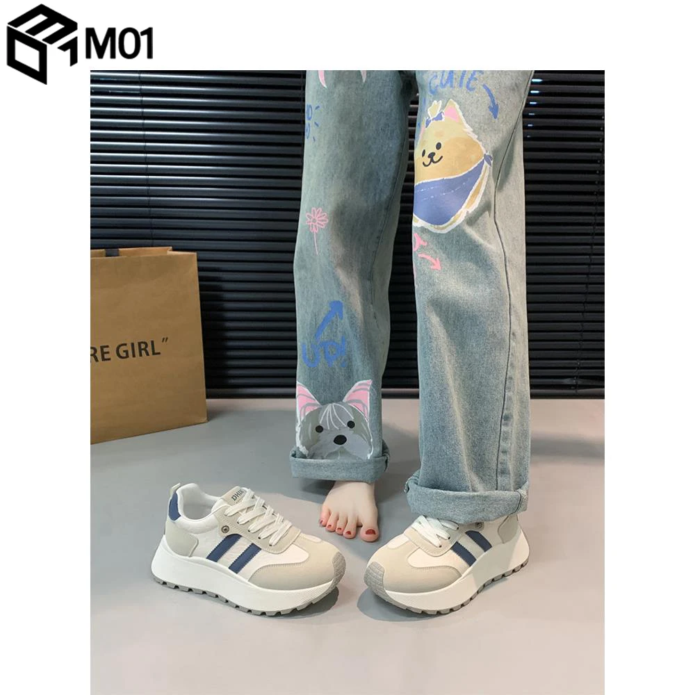 M01网红爆款小蛮腰阿甘鞋女2025新款港风休闲百搭厚底增高老爹鞋