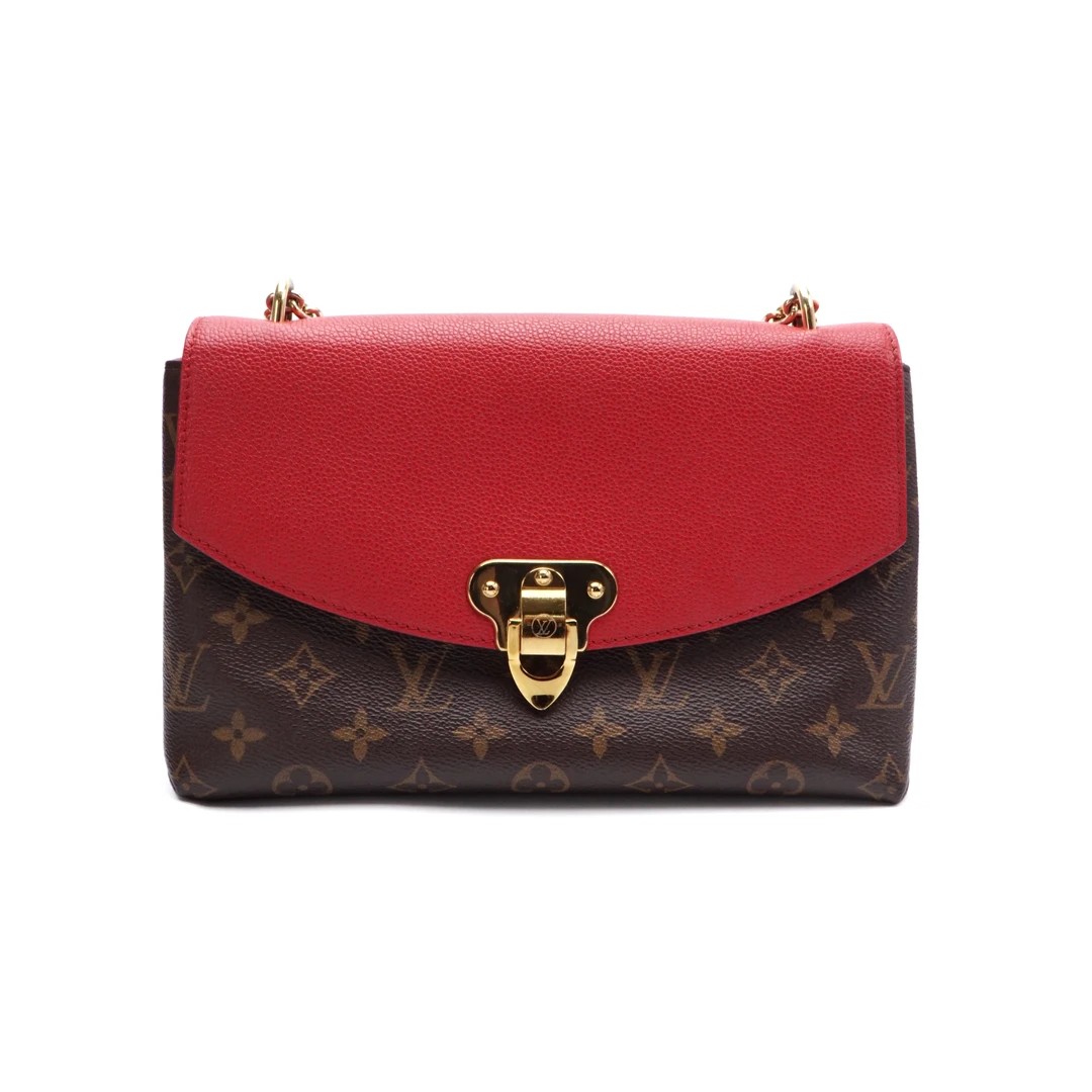 95新 LouisVuitton/路易威登 LV路易威登老花拼红色链条包 9225