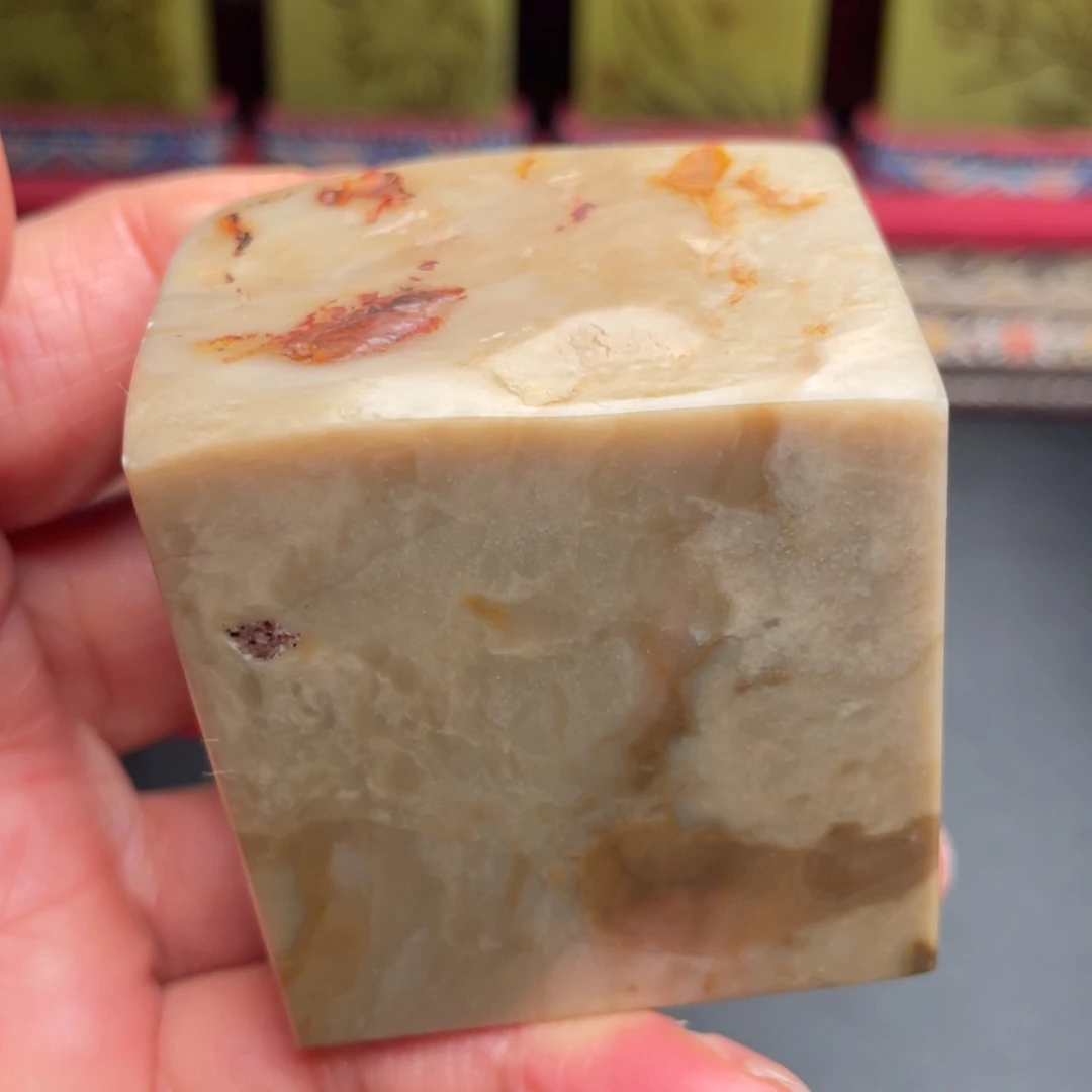 清***茶田黄石昌化田黄石手把件印章