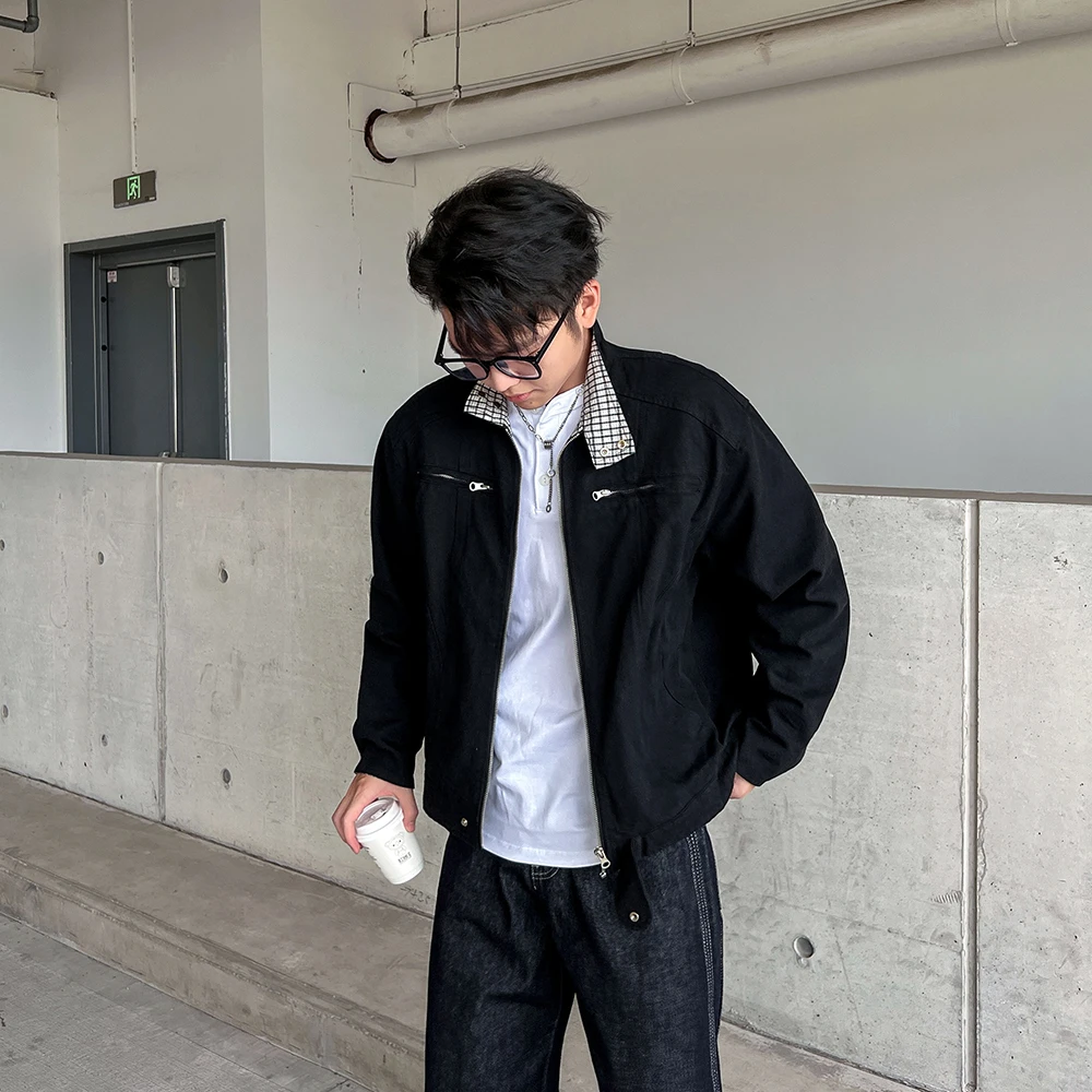 美式复古立领夹克男士2025年新款秋季宽松百搭痞帅多口袋工装外套