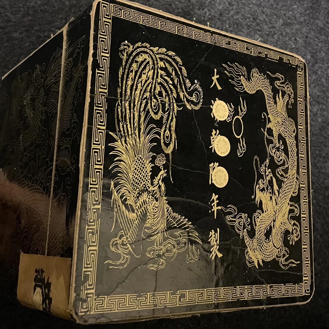 【闪购商品】闷/黑木正方双龙手工箱摆件复古工艺风