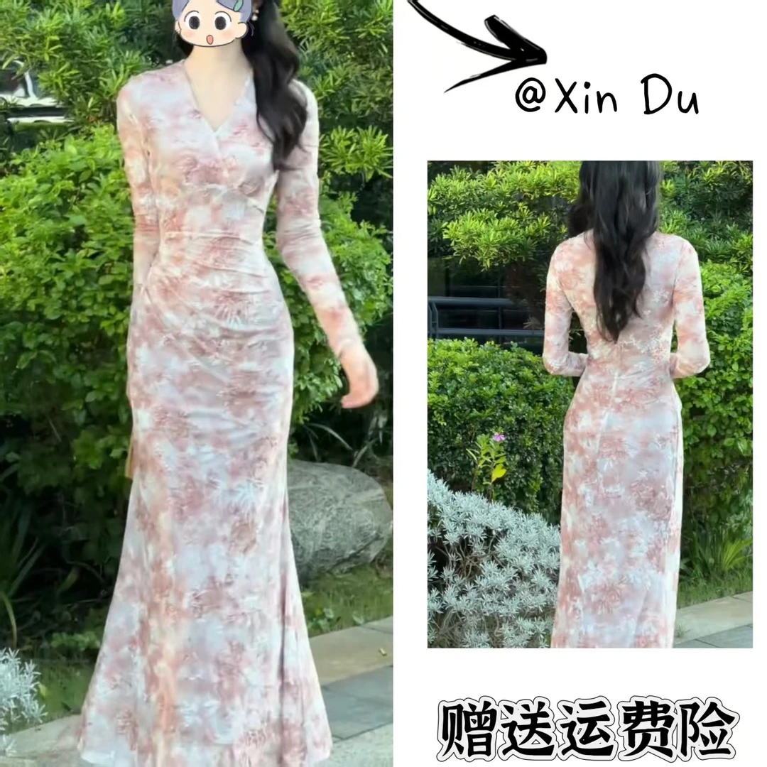 2025秋季新款时尚显瘦气质女士网红洋气连衣裙百搭款D22412