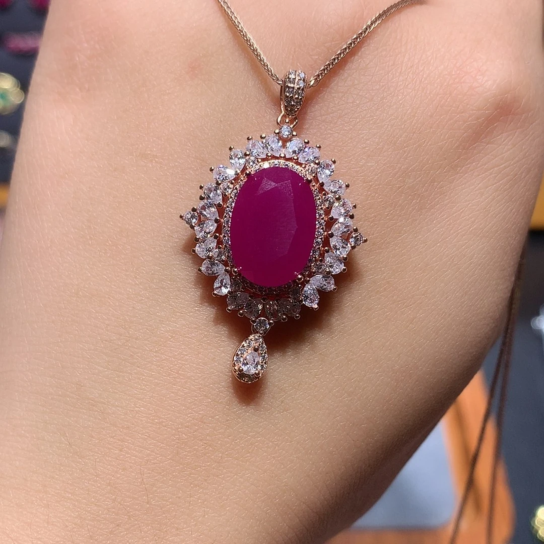 云***云吊坠(赠链)银S925镶嵌红宝石