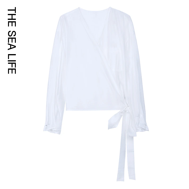 THESEALIFE欧海一生 莱赛尔休闲衬衫设计感小众白色上衣TB10116
