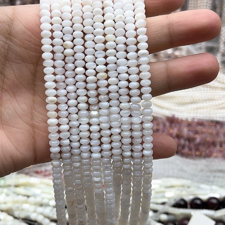 未镶嵌玛瑙/玉髓珠宝半成品一条5mm左右贝壳算盘珠