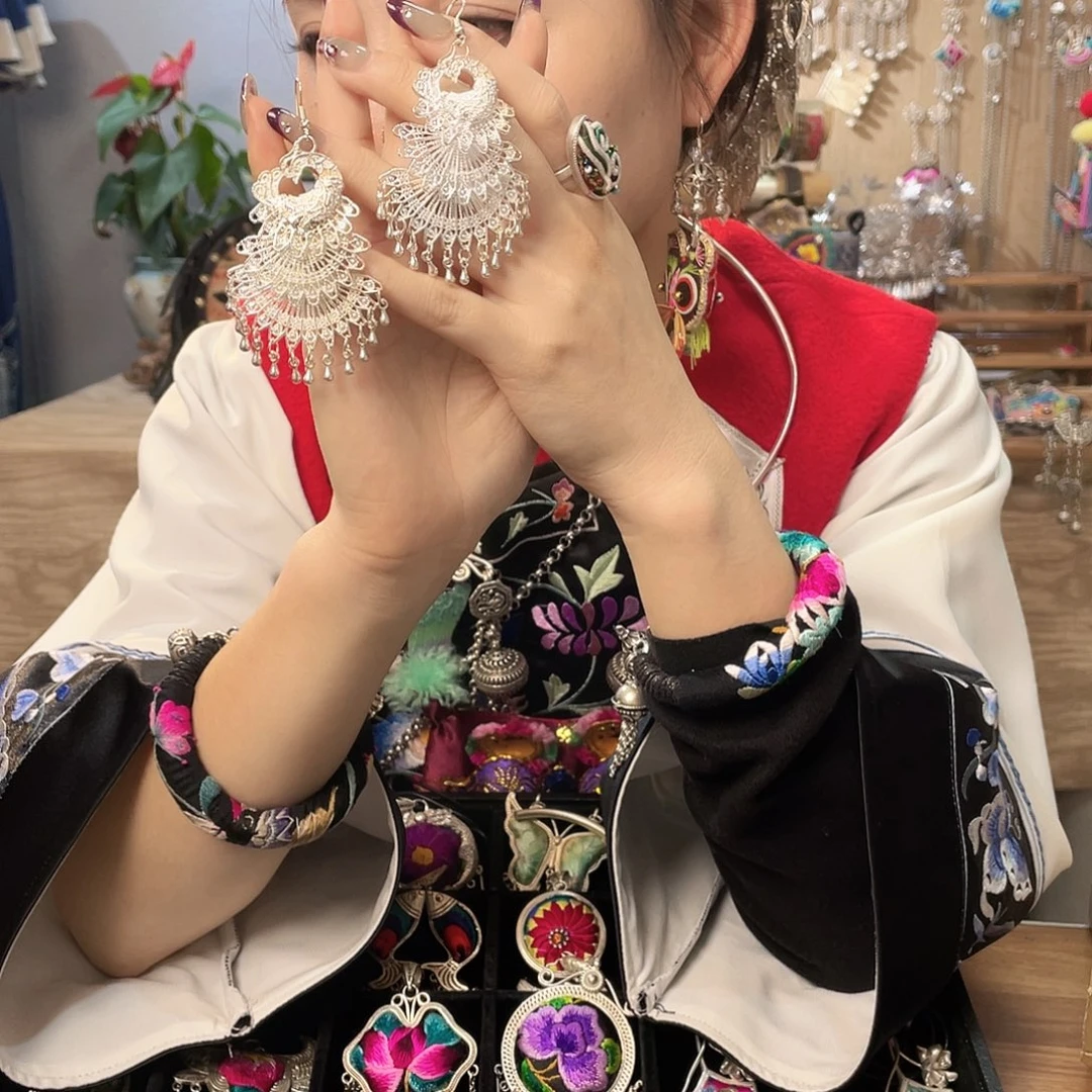 锆石纯铜合金耳环