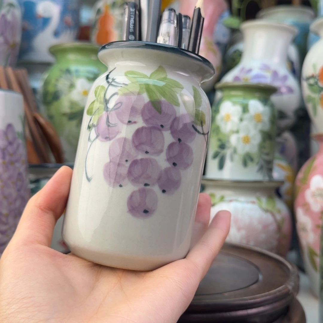 景德镇陶瓷手绘花瓶无孔