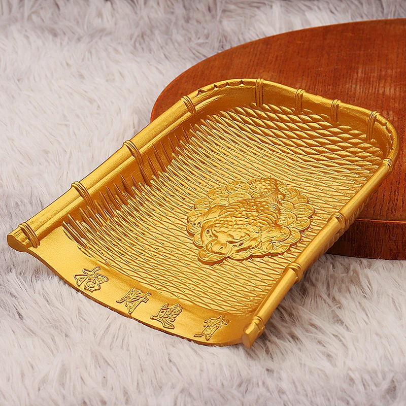 黄铜金簸箕米筛五谷丰登金属工艺品摆件乔迁客厅装饰品金蟾古玩