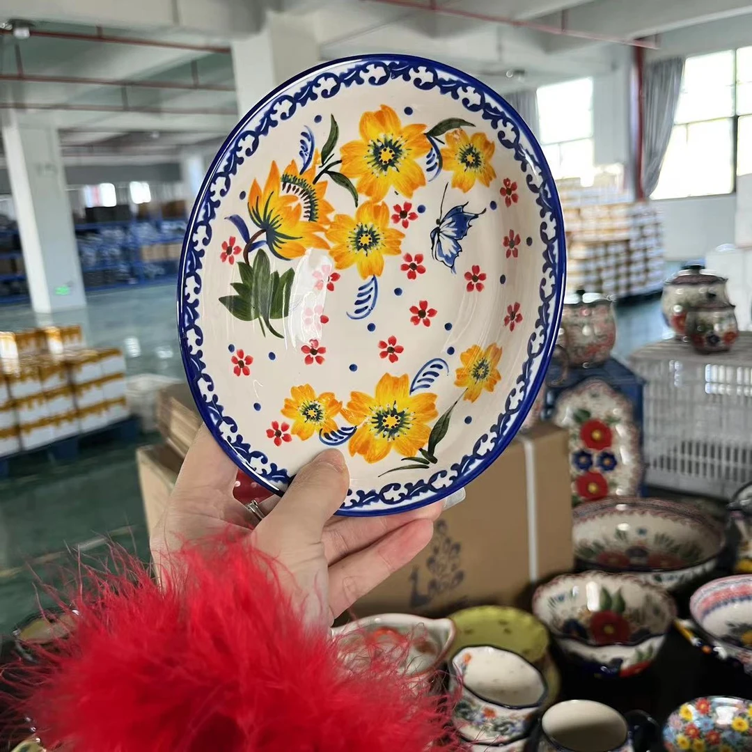 风雅釉下彩贝壳盘元宝盘