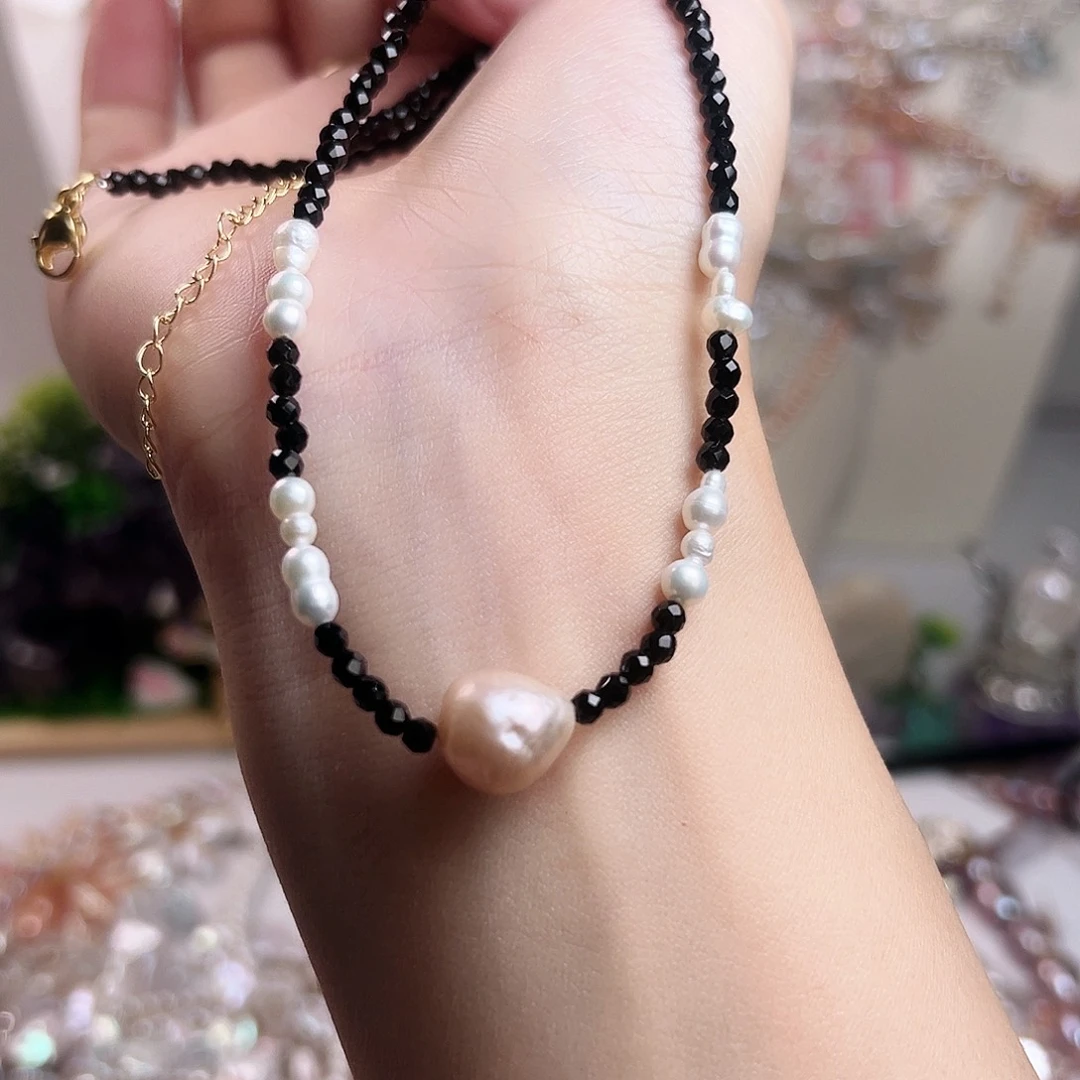 淡水珍珠银S925镶嵌颈饰