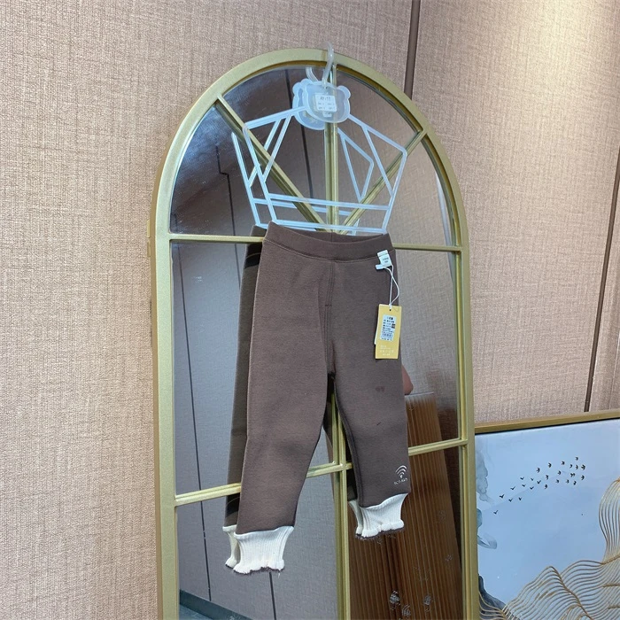 AF199 微瑕   宝宝棕色加绒厚裤子