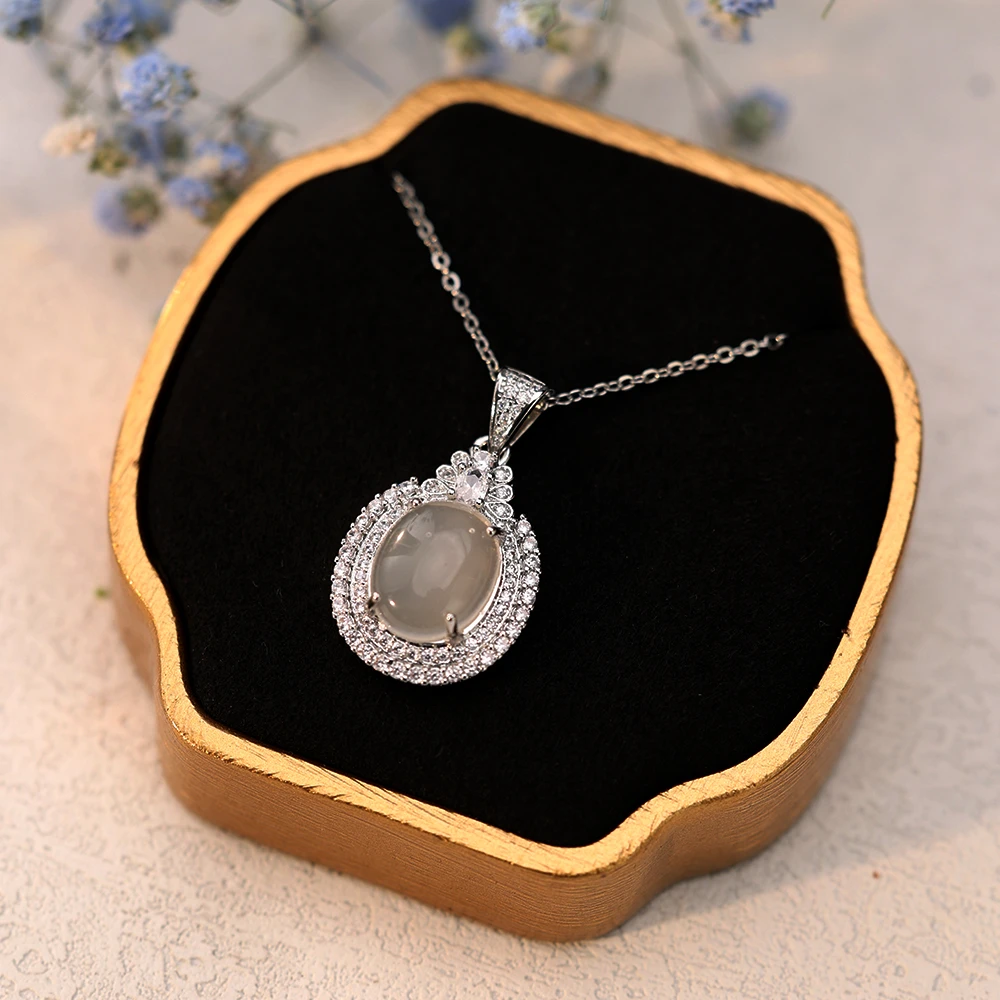 轻奢小众时尚设计感冰月蛋面吊坠 FD-105