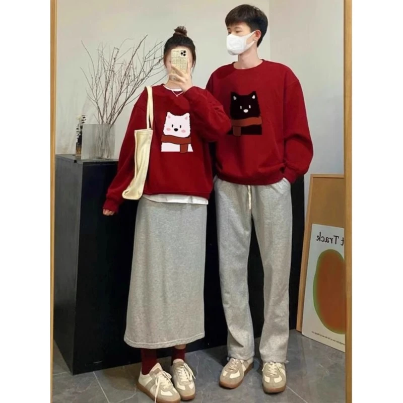 特别的情侣装卫衣秋冬季2024新款高级感设计加大码roora圆领卫衣