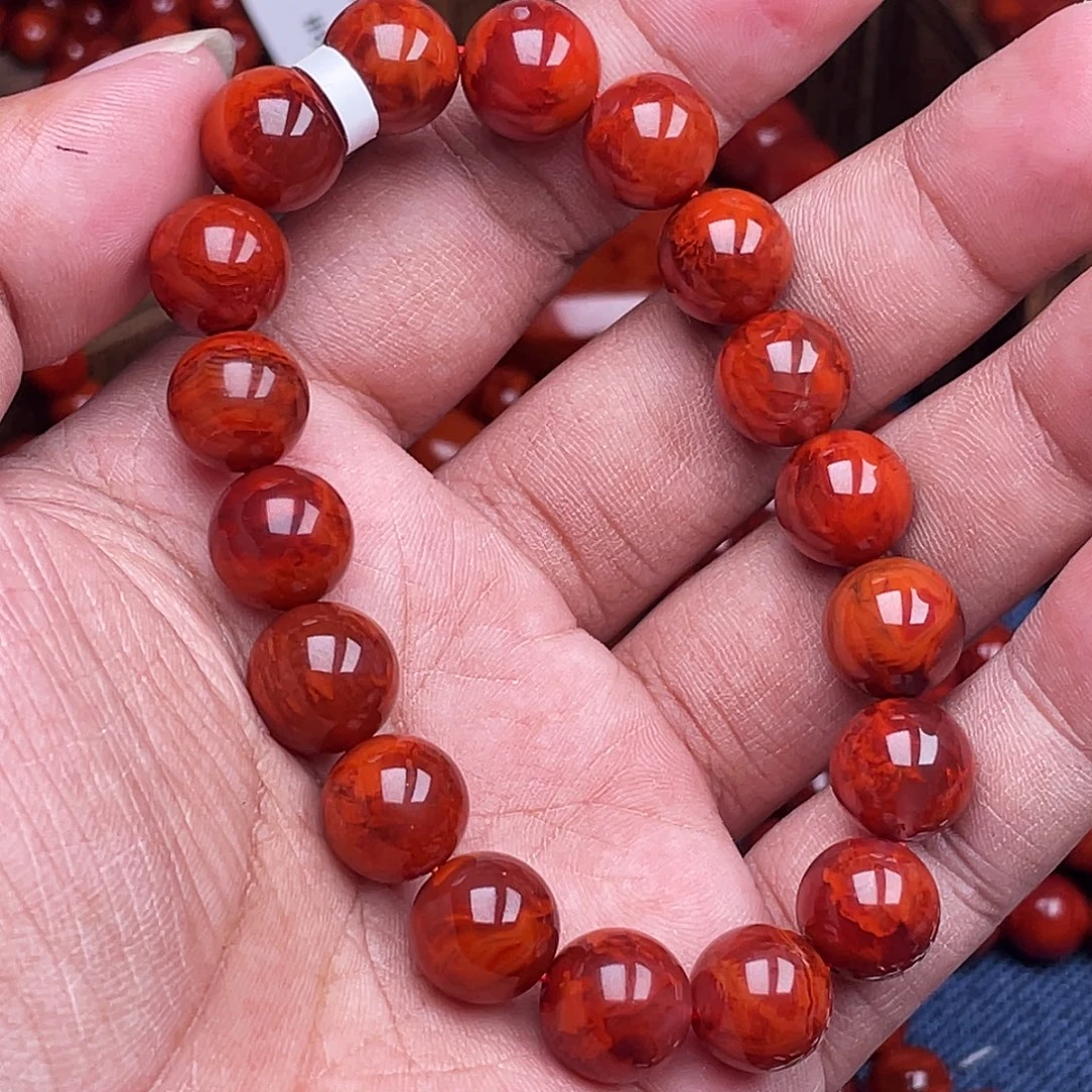 无***人南红玛瑙未镶嵌手链南红瓦西卡11火焰