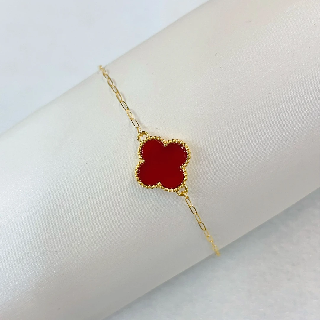 【倩倩专属】18k金红玛瑙卡链13mm单花手链