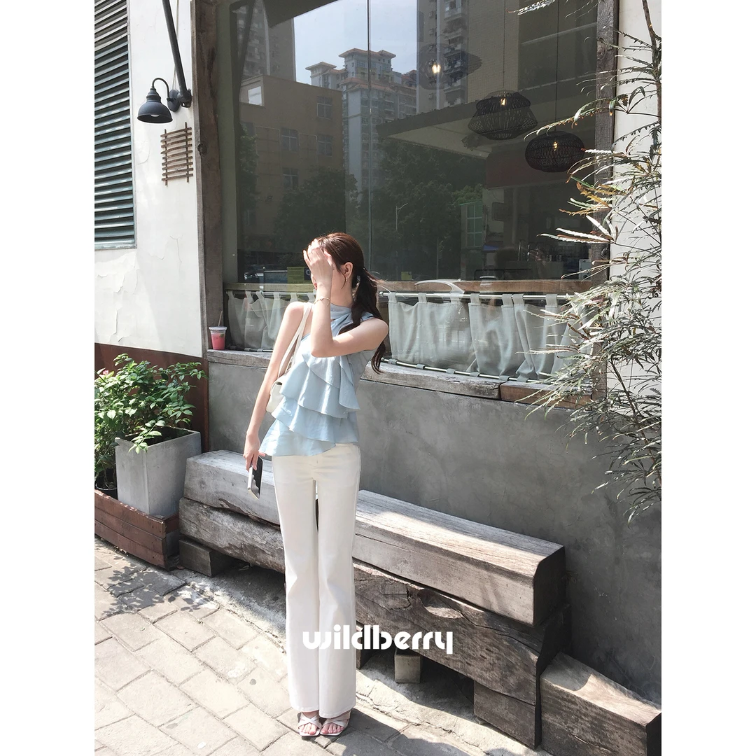 【小野莓】3月24日新品白色时髦直筒高腰显瘦牛仔裤女BR912443