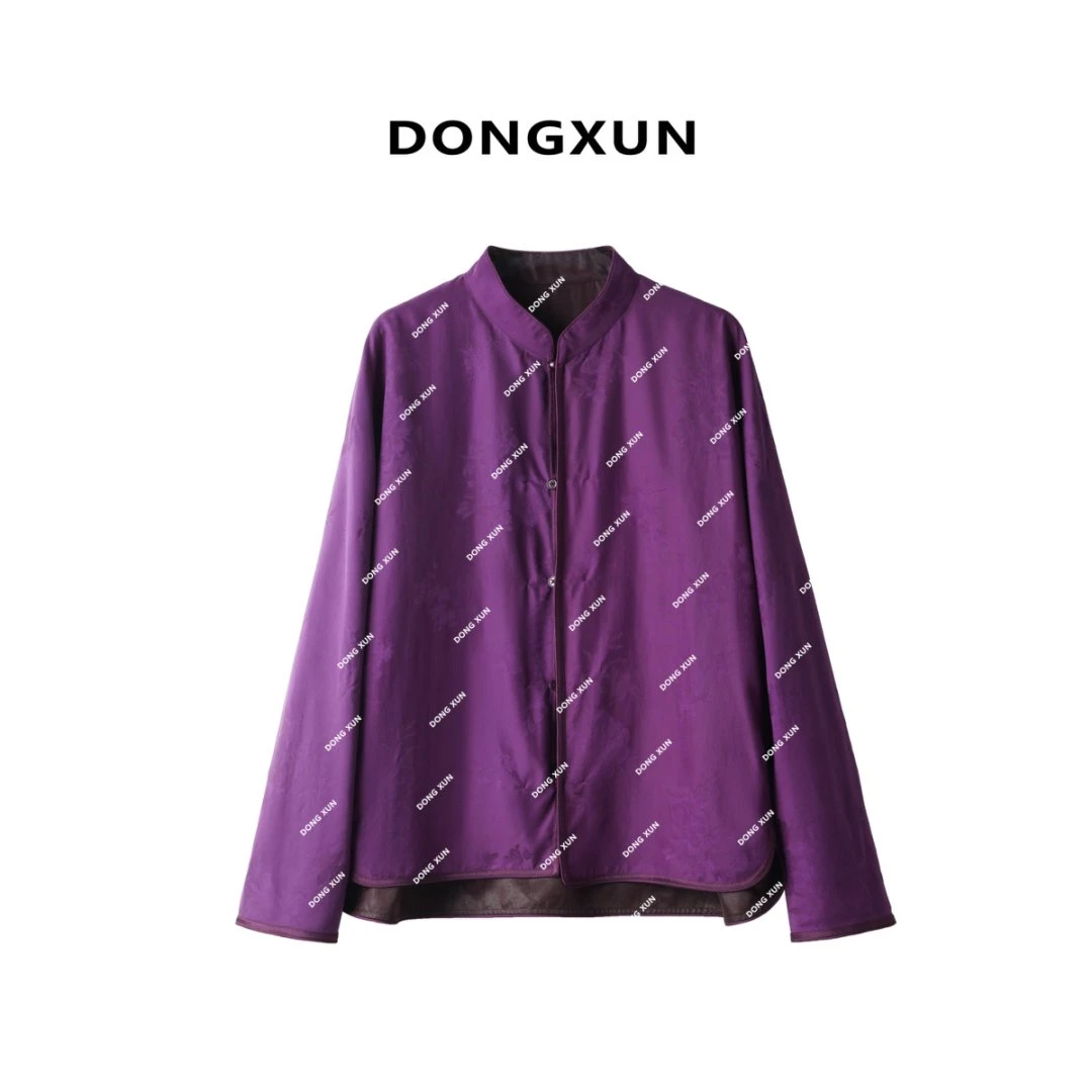 【紫爵】满分桑蚕丝香云纱紫檀色老料新中式外套DX25AW007