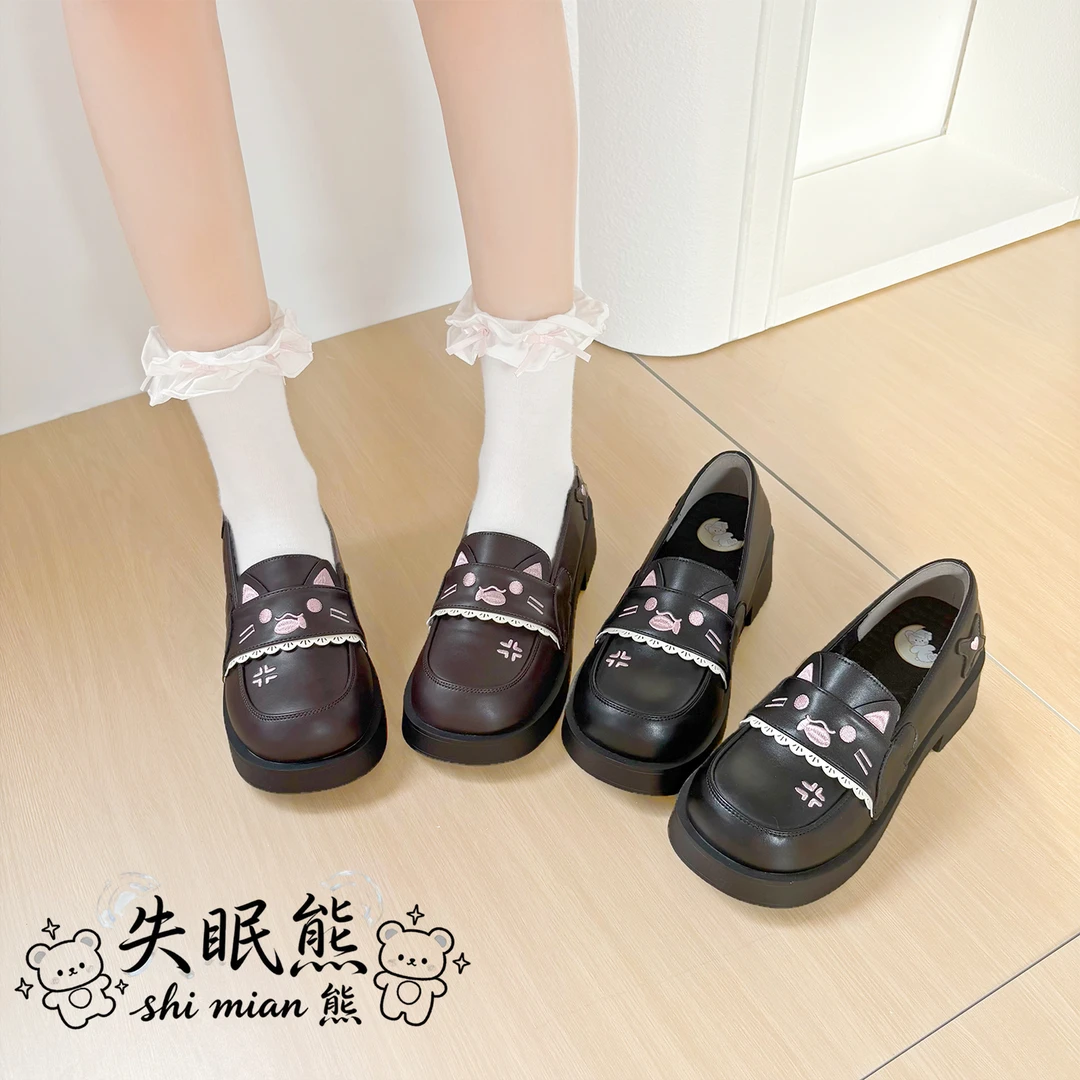 【小馋喵】失眠熊Lolita原创基础jk制服鞋可爱日常百搭浅口单鞋