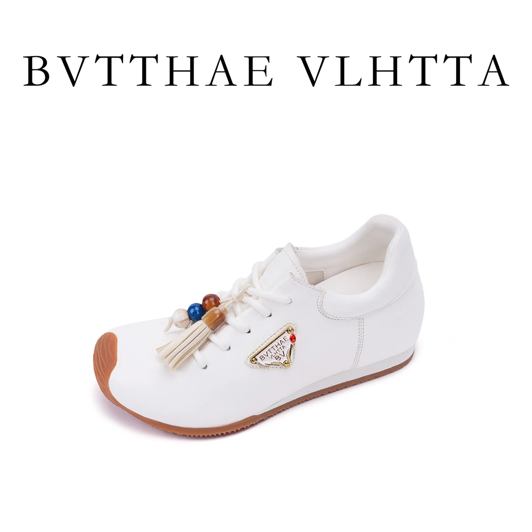【官方正品】BV 女士【防伪芯片】复古歪头百搭内增高休闲德训鞋