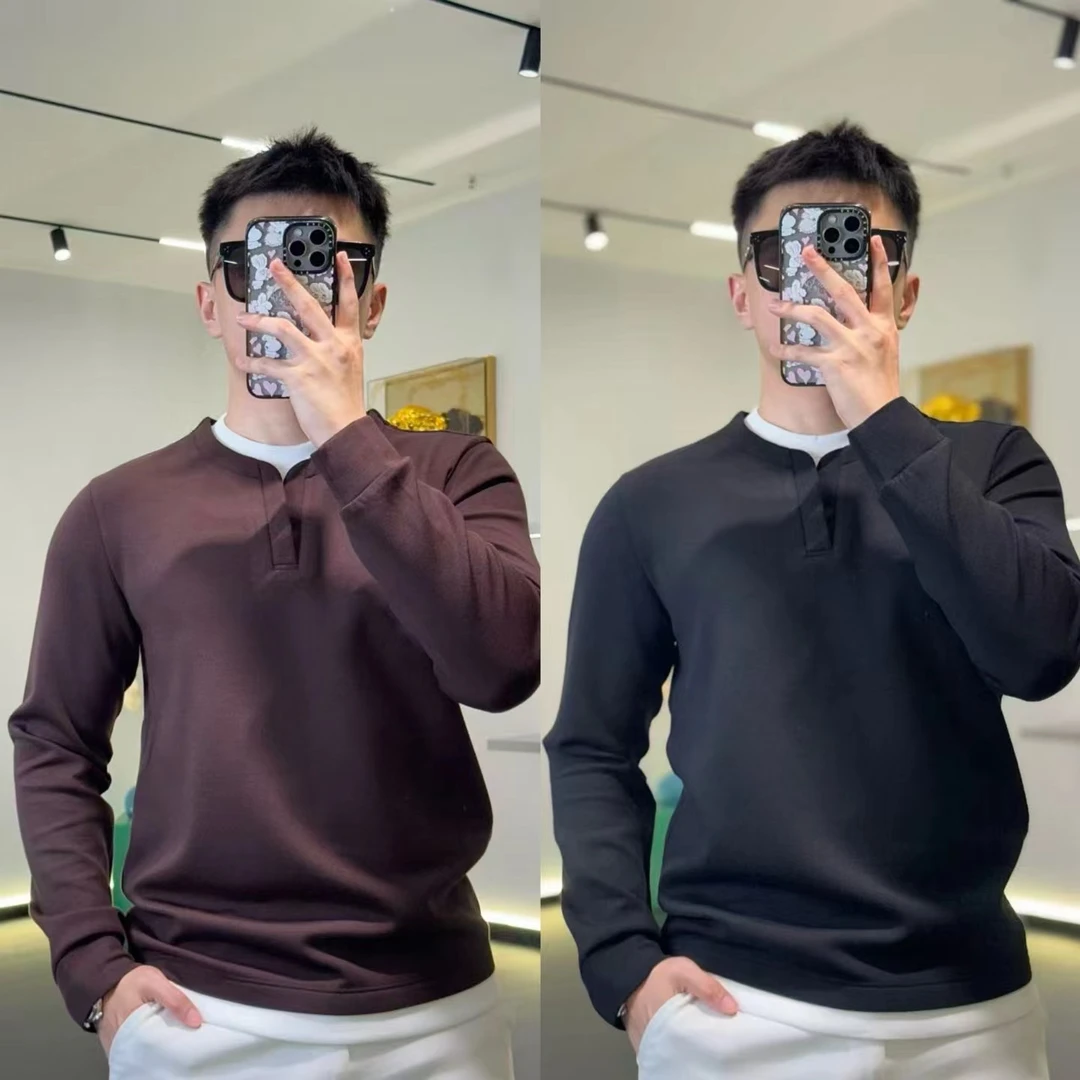 （秋款）古帝特尼圆领拼色假两件修身型长袖T恤百搭简约男装YS-6053