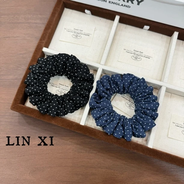 林兮原创 棉麻满天星提花韩系清新精致小肠圈发圈