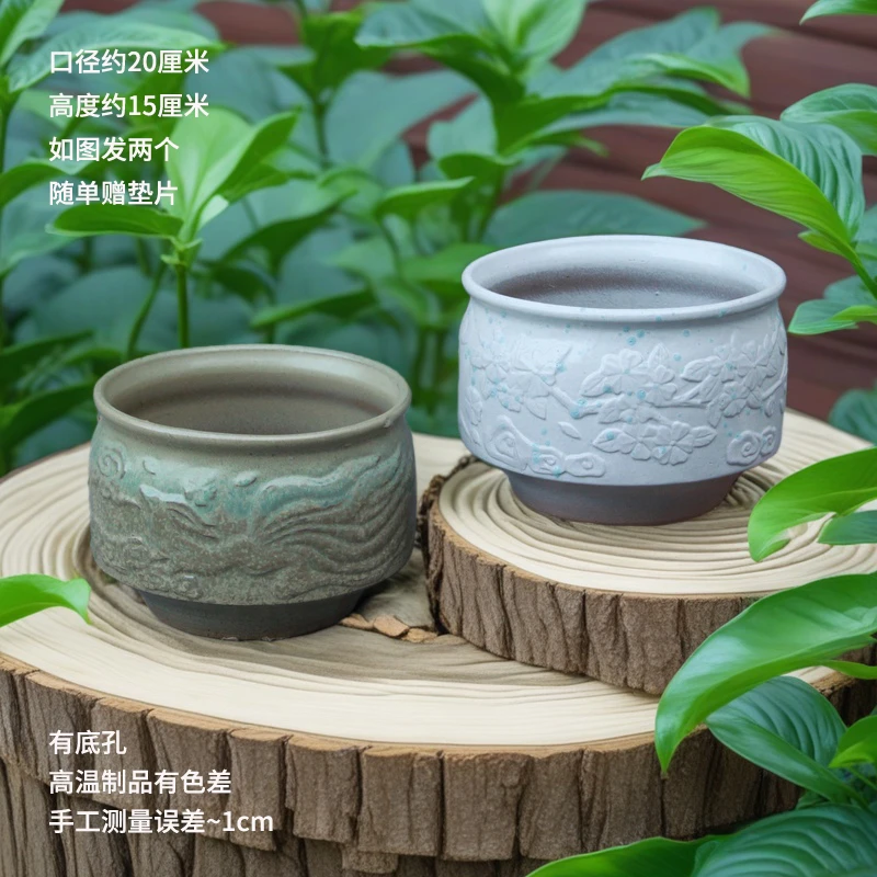 家用紫砂粗陶花盆设计款九尾狐多肉绿植花卉老桩群生 两个