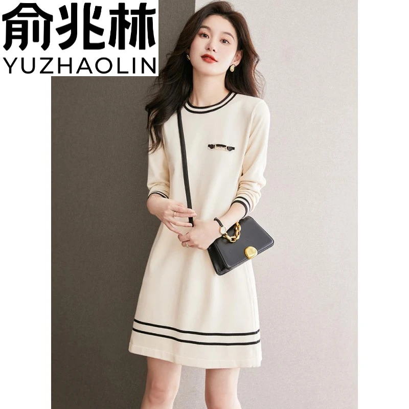 俞兆林小香风连衣裙女2023新款针织裙子秋装小个子毛衣裙
