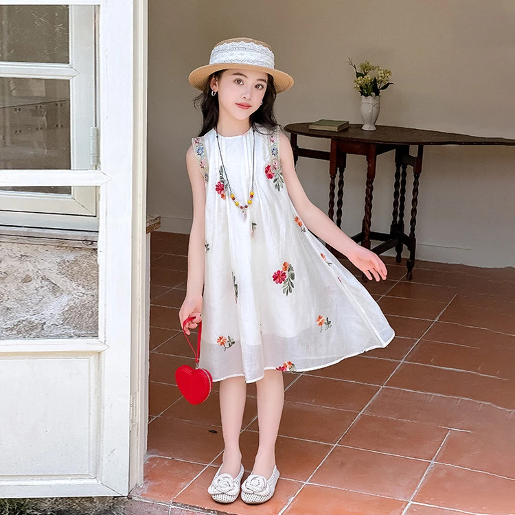 女童连衣裙夏装2025新款女孩吊带裙碎花大儿童夏季裙子气质沙滩裙