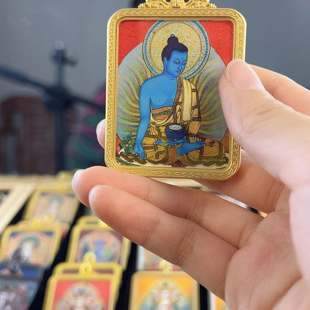 吊坠唐卡药师手绘矿料