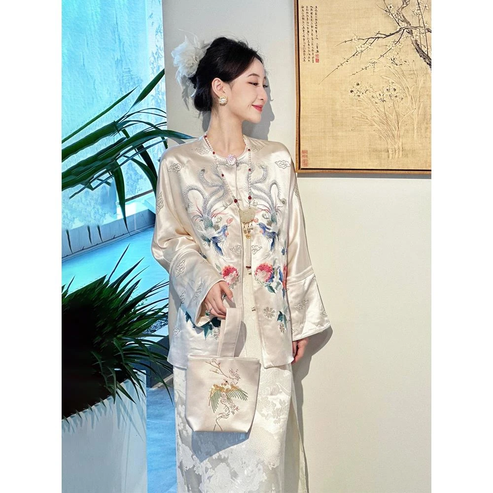 新中式国风佛系禅意唐装印花改良上衣裙子两件套装春季2025年新款