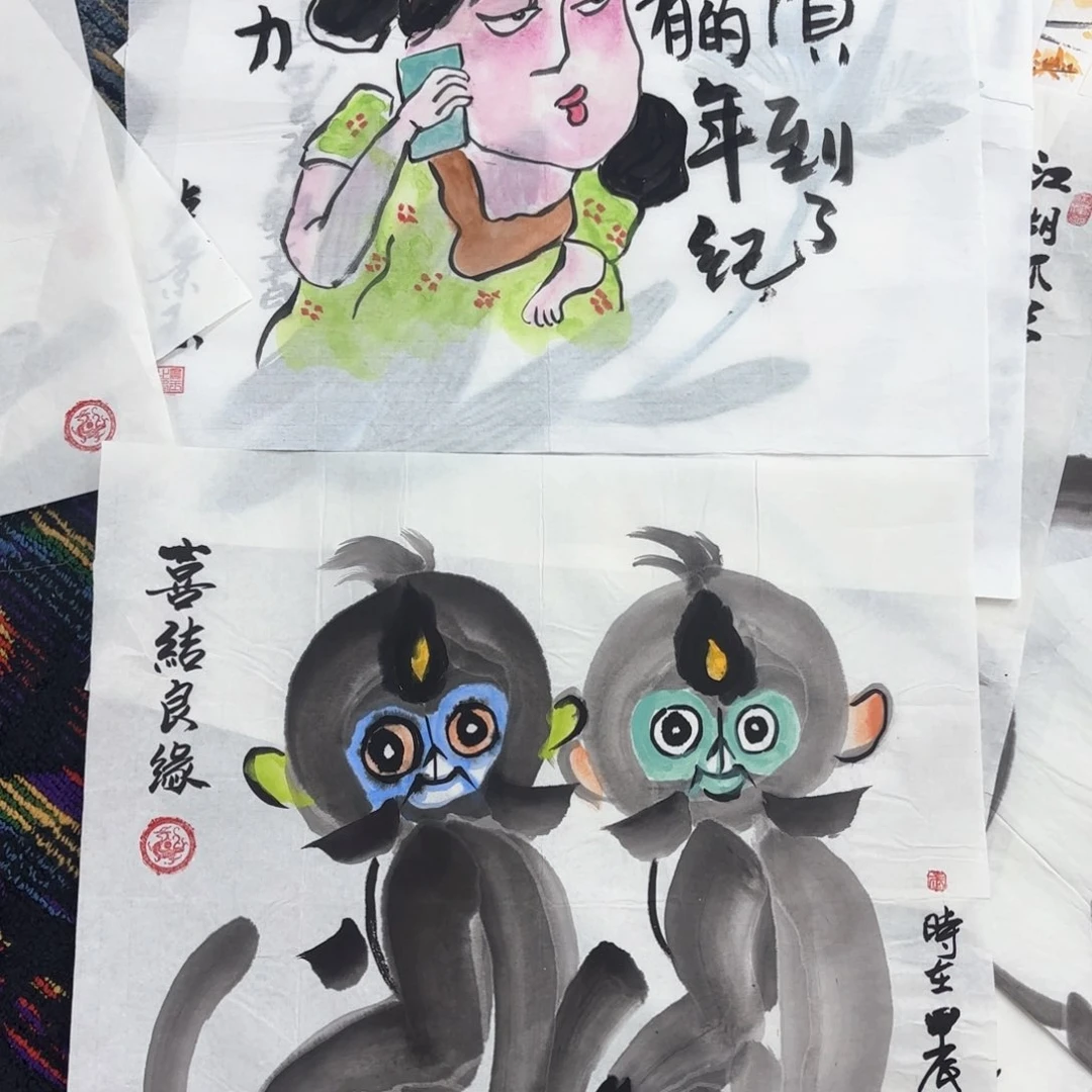 国画阿*儿斗方瑞军花鸟