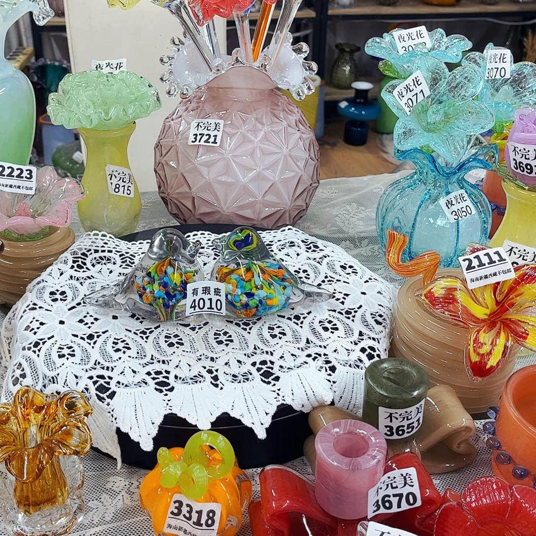2个瑕鸟 4010 家悦琉璃工艺品裂纹