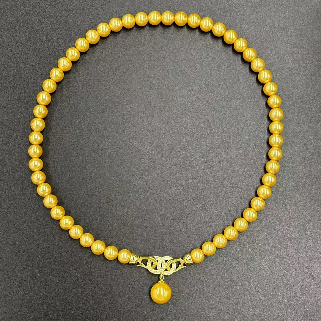 【符老板】x433-轻奢气质设计款香槟金圆珠项链-赠礼盒