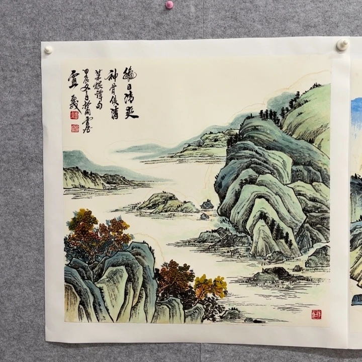 国画花鸟等图案四尺斗