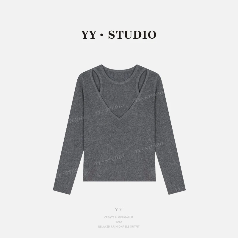 【YANYAN】早秋新款假两件针织衫长袖YY-8616