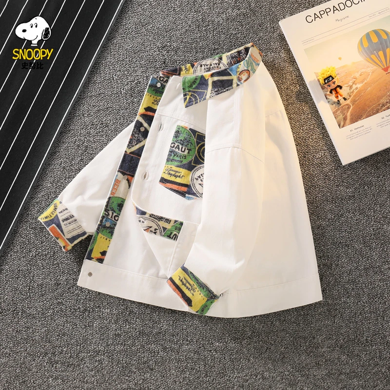 史努比男童衬衫外套2025春秋中大童洋气上衣儿童牛仔夹克帅气时髦