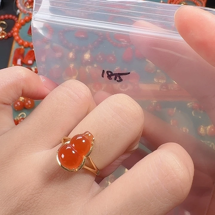 南红玛瑙银S925镶嵌戒指