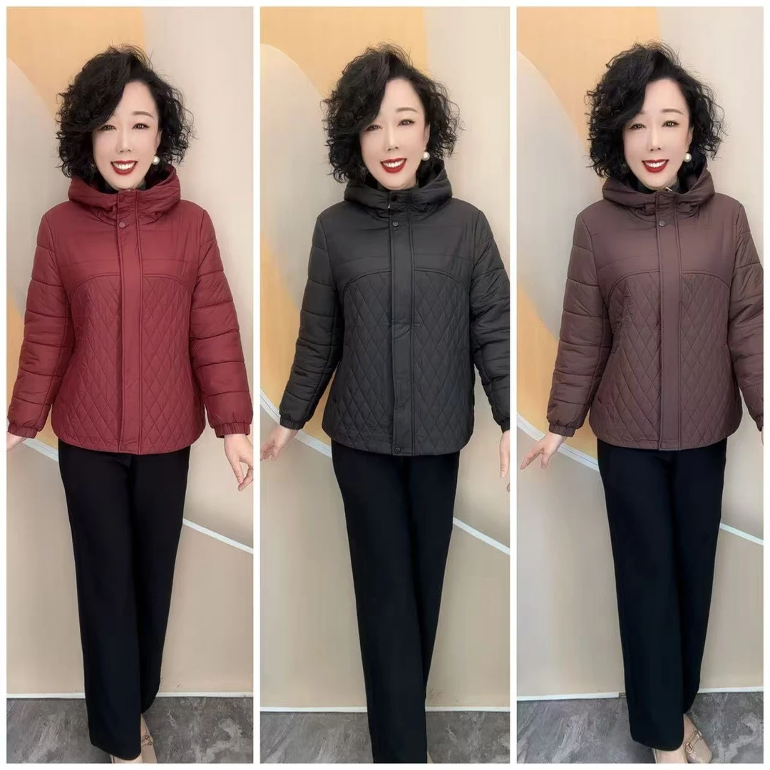 2566新款优雅妈妈时尚款宽松大码二棉服，64衣长