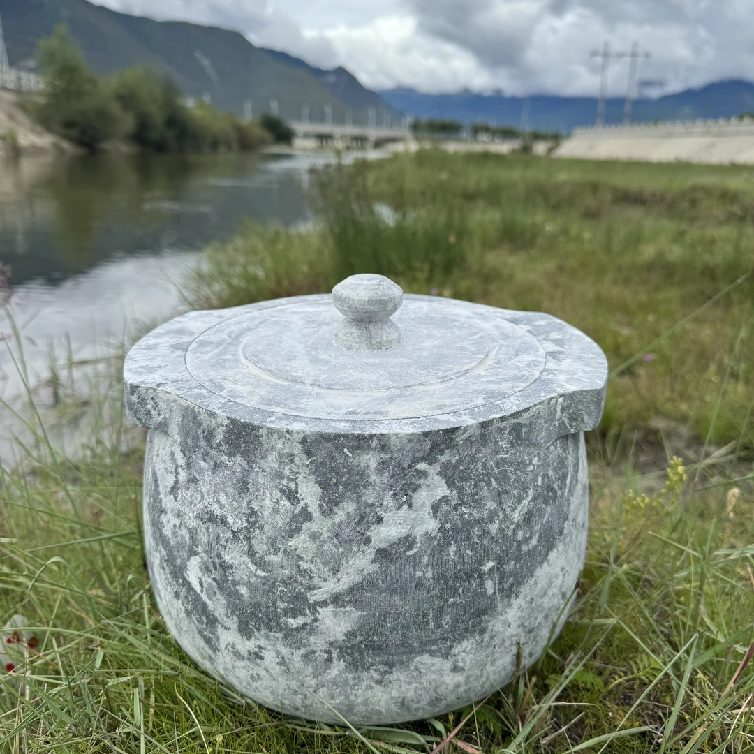 墨脱石锅西藏帮辛乡天然皂石半手工锅【双耳圆款中号】