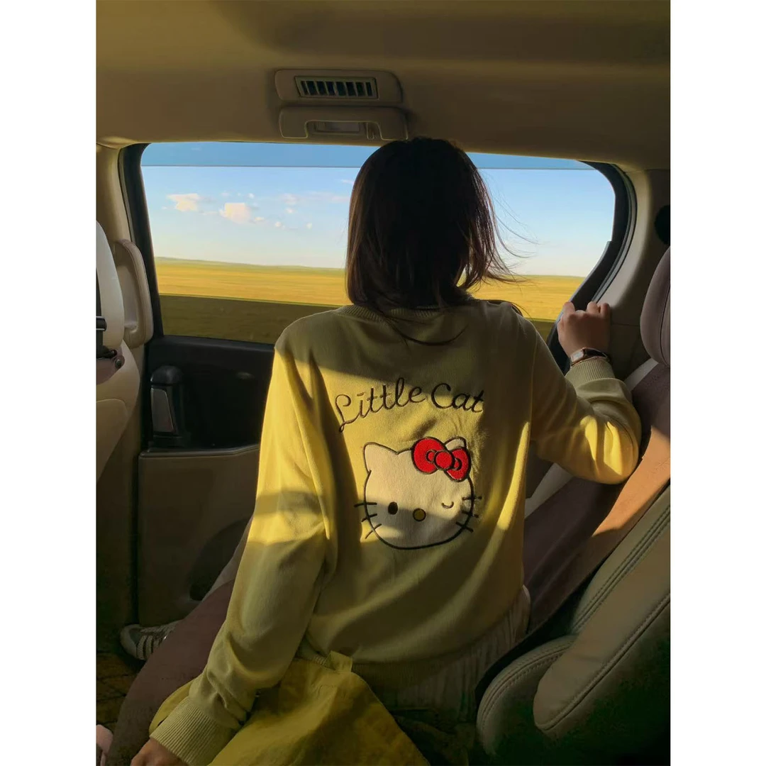 现货9851X大婉酱千千微胖定制【抹茶KT】韩系蝴蝶结针织衫秋季长袖