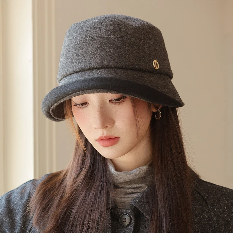 秋冬盆帽冬季女新品保暖帽子日系大帽檐复古