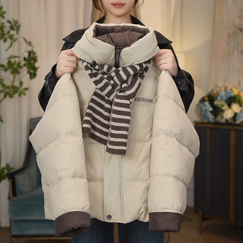 女童冬装厚款棉服外套2025冬季新款女孩时尚带帽保暖棉服Q63418
