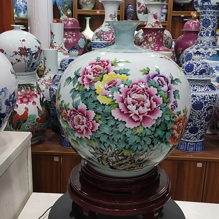 瓷片景德镇陶瓷牡丹石榴瓶