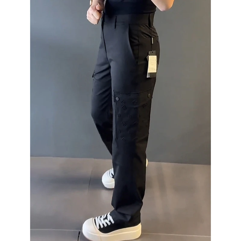 秋冬黑色工装裤大码男士时尚新款2025年直筒微修身直筒天丝休闲裤