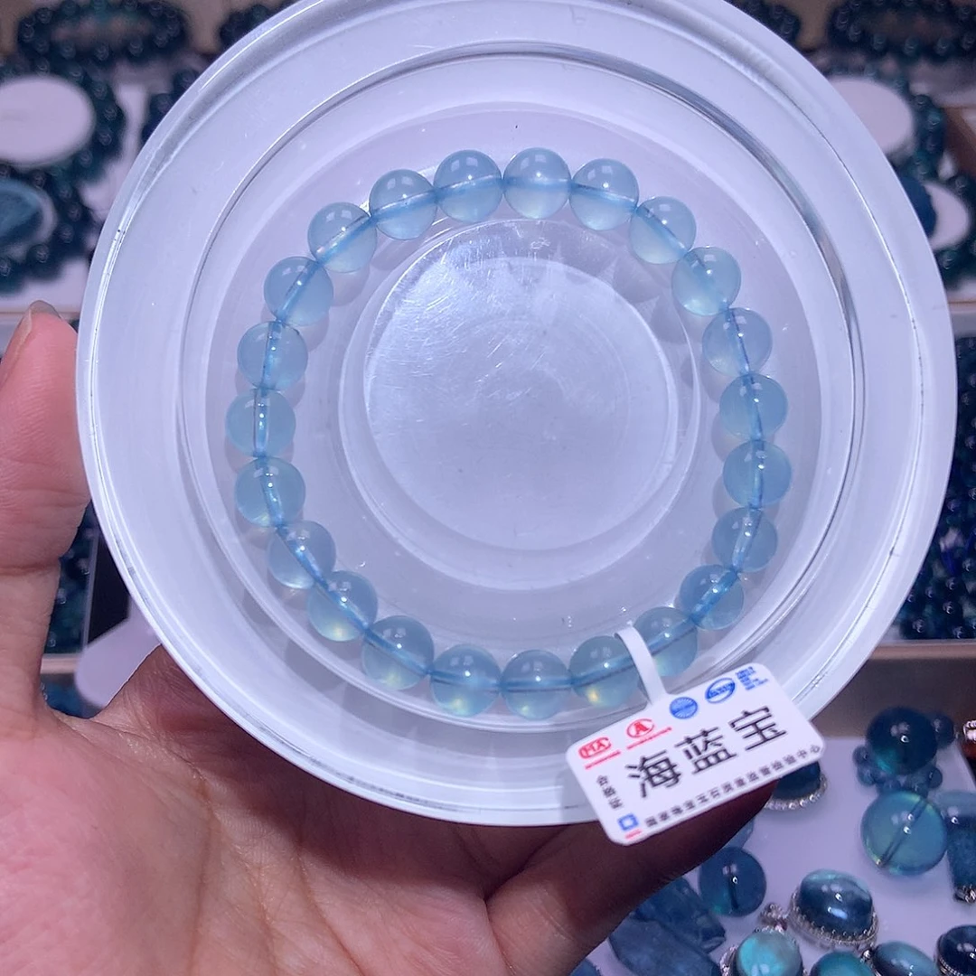 未镶嵌手串水晶奔***?海蓝宝超圣手链8mm
