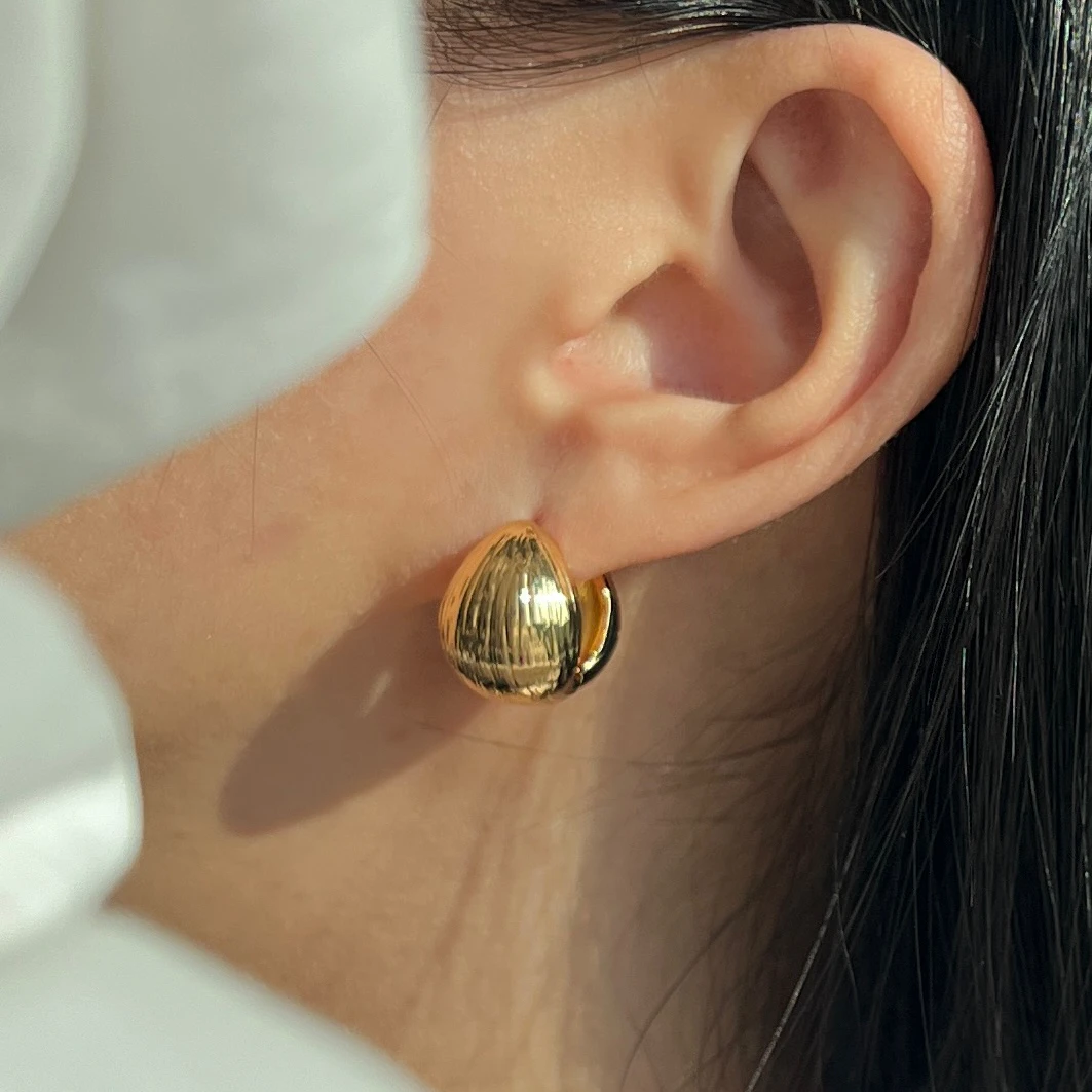 铜合金耳饰 百搭时尚纹理感金色球球上班族耳饰耳扣EH0002-G