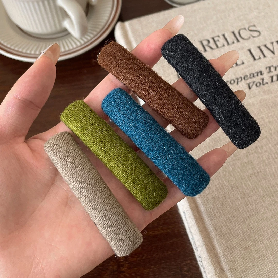 彩色毛呢侧边BB夹前额无痕侧耳边夹后脑勺发夹碎发边夹发夹子发饰