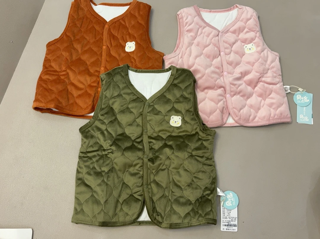 贝适薄棉马甲婴幼儿马甲毛绒绒舒适保暖柔软贴身穿孩子马甲春秋冬
